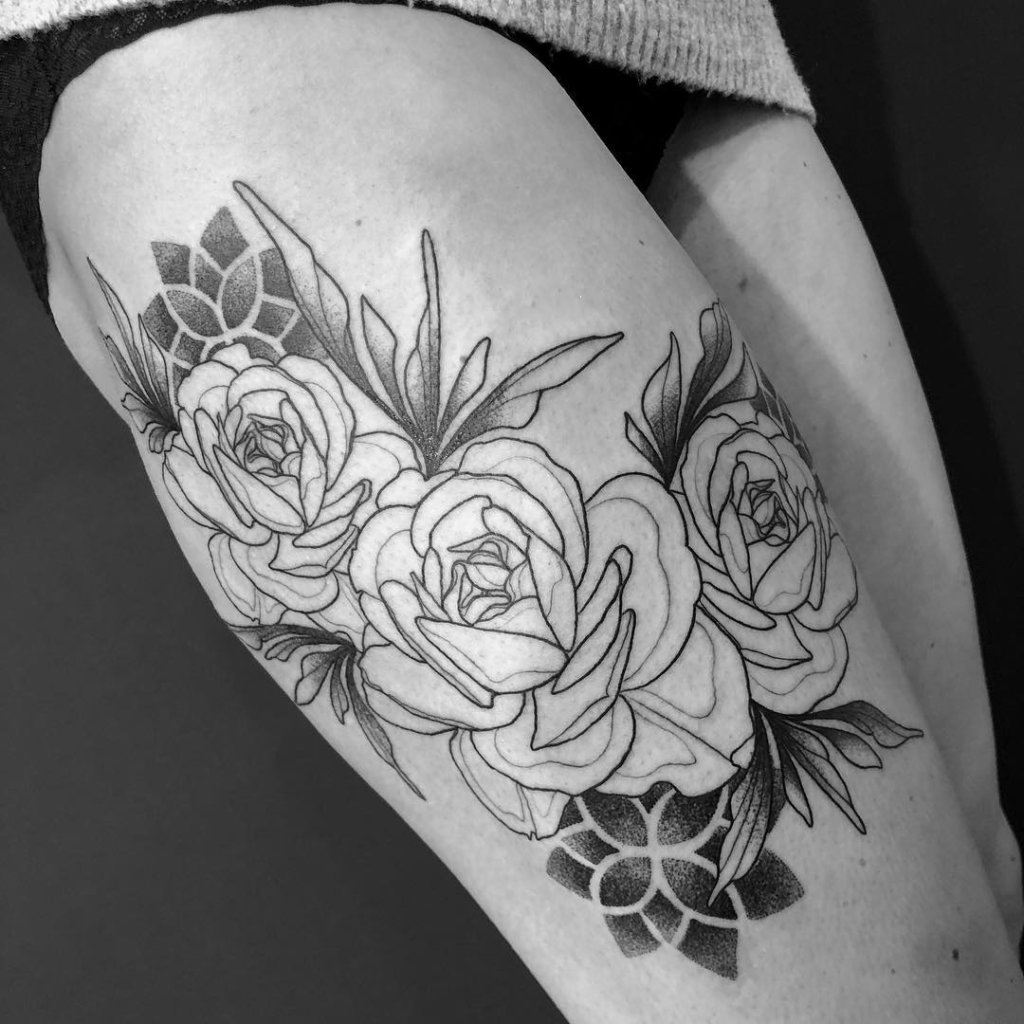 The idea of this rose tattoo looks very simple but very beautiful and very personal.