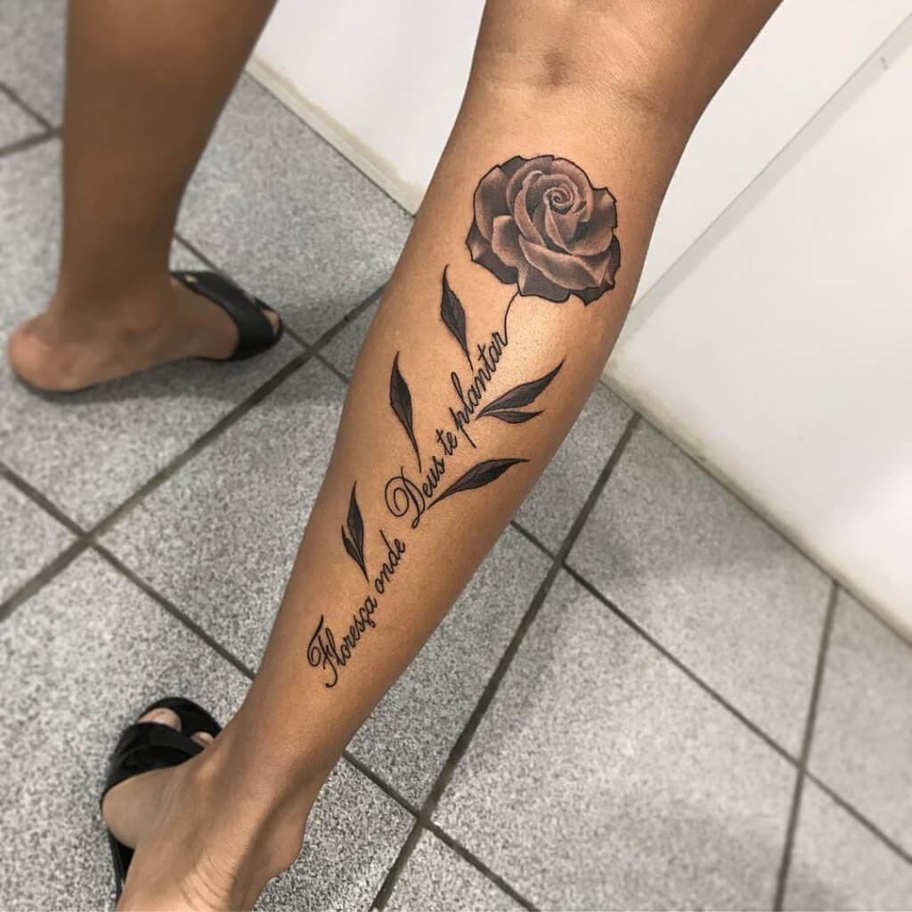 Rose tattoo on the calf of  23+ rose tattoos to help beautiful women personalize.