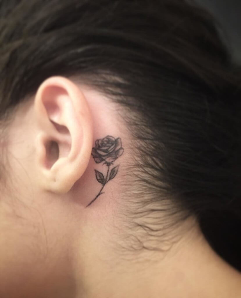 Rose tattoo behind the ear of  23+ rose tattoos to help beautiful women personalize.